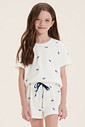 Pijama Infantil Feminino Manga Curta Com Shorts