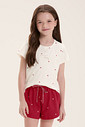 Pijama Infantil Feminino Manga Curta Com Shorts