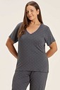 Pijama Feminino Plus Size Manga Curta Com Calça Capri Pijama Feminino Plus Size Manga Curta Com Calça Capri