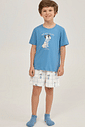 Pijama Masculino Infantil Manga Curta Com Bermuda