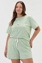 Pijama Feminino Manga Curta Com Shorts Plus Size