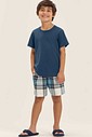 Pijama Masculino Infantil Manga Curta Com Bermuda