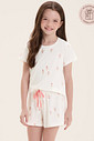 Pijama Infantil Feminino Manga Curta Com Shorts