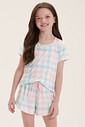 Pijama Infantil Feminino Manga Curta Com Shorts
