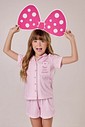 Pijama Feminino Infantil Manga Curta  Americano Com Shorts