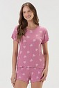 Pijama Feminino Manga Curta Com Shorts