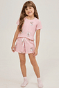 Pijama Feminino Infantil Manga Curta Com Short