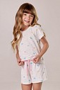 Pijama Feminino Infantil  Manga Curta Com Shorts