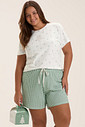 Pijama Feminino Manga Curta Com Shorts Plus Size