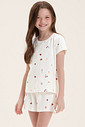 Pijama Infantil Feminino Manga Curta Com Shorts