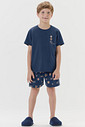 Pijama Masculino Infantil Manga Curta Com Bermuda