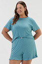 Pijama Feminino Manga Curta com Shorts Plus Size