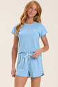 Pijama Feminino Manga Curta Com Shorts