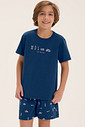 Pijama Masculino Infantil Manga Curta Com Bermuda