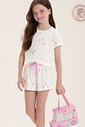 Pijama Infantil Feminino Manga Curta Com Shorts