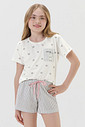 Pijama Feminino Infantil Manga Curta Com Shorts