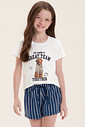 Pijama Infantil Feminino Manga Curta Com Shorts