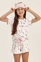 Pijama Feminino Infantil Manga Curta Com Shorts Pijama Feminino Infantil Manga Curta Com Shorts