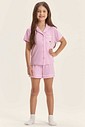 Pijama Feminino Infantil Manga Curta Americano Com Shorts Pijama Feminino Infantil Manga Curta Americano Com Shorts
