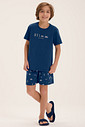 Pijama Masculino Infantil Manga Curta Com Bermuda