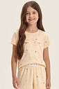 Pijama Feminino Infantil Manga Curta Com Shorts