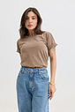 T-SHIRT ESTONADA LISA MARROM CAPPUCCINO