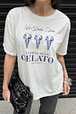 T-SHIRT ESTONADA DOLCE GELATO ESTAMPA AZUL OFF WHITE