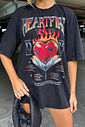 T-SHIRT OVERSIZED ESTONADA HEARTFIRE PRETA