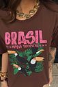 T-SHIRT ESTONADA MAGIA TROPICAL MARROM CHOCOLATE