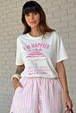T-SHIRT ESTONADA HAPPIER IN ARUBA (COM APLIQUE) OFF WHITE T-SHIRT ESTONADA HAPPIER IN ARUBA (COM APLIQUE) OFF WHITE