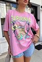 T-SHIRT OVERSIZED CAIPIRINHA GELADA (COM STRASS) ROSA CHICLETE