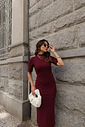VESTIDO MIDI CANELADO SENSE MARSALA