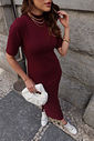 VESTIDO MIDI CANELADO SENSE MARSALA