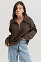 PRÉ-VENDA TRICOT COM ZIPER GRACE MARROM