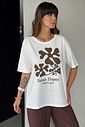 T-SHIRT ESTONADA SAINT FLOWER ESTAMPA MARROM OFF WHITE