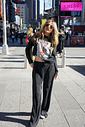 CALÇA PANTALONA PLISSADA CLAIRE PRETA