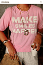 T-SHIRT ESTONADA MAKE SMILES ROSA CHICLETE