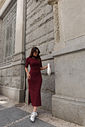 VESTIDO MIDI CANELADO SENSE MARSALA