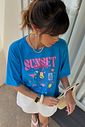 T-SHIRT ESTONADA SUNSET DRINKS AZUL