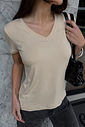 BLUSA VISCOLYCRA DECOTE V AREIA BLUSA VISCOLYCRA DECOTE V AREIA
