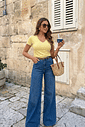 BLUSA VISCOLYCRA DECOTE V AMARELO MANTEIGA