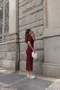 VESTIDO MIDI CANELADO SENSE MARSALA