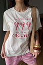 T-SHIRT ESTONADA DOLCE GELATO ESTAMPA VERMELHA OFF WHITE