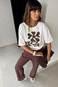 T-SHIRT ESTONADA SAINT FLOWER ESTAMPA MARROM OFF WHITE