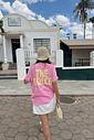 T-SHIRT OVERSIZED THE DOLCE (COM STRASS) ROSA CHICLETE