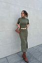 VESTIDO MIDI CANELADO SENSE VERDE OLIVA VESTIDO MIDI CANELADO SENSE VERDE OLIVA
