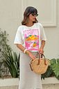 T-SHIRT ESTONADA POSITANO LIMONE ESTAMPA ROSA OFF WHITE