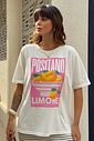 T-SHIRT ESTONADA POSITANO LIMONE ESTAMPA ROSA OFF WHITE