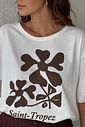 T-SHIRT ESTONADA SAINT FLOWER ESTAMPA MARROM OFF WHITE
