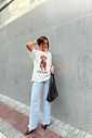 T-SHIRT OVERSIZED BROWN POODLE OFF WHITE